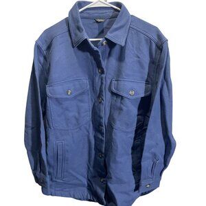 Eddie Bauer Womens L‎ Blue Button-Up Jacket Cotton Blend Casual nwot